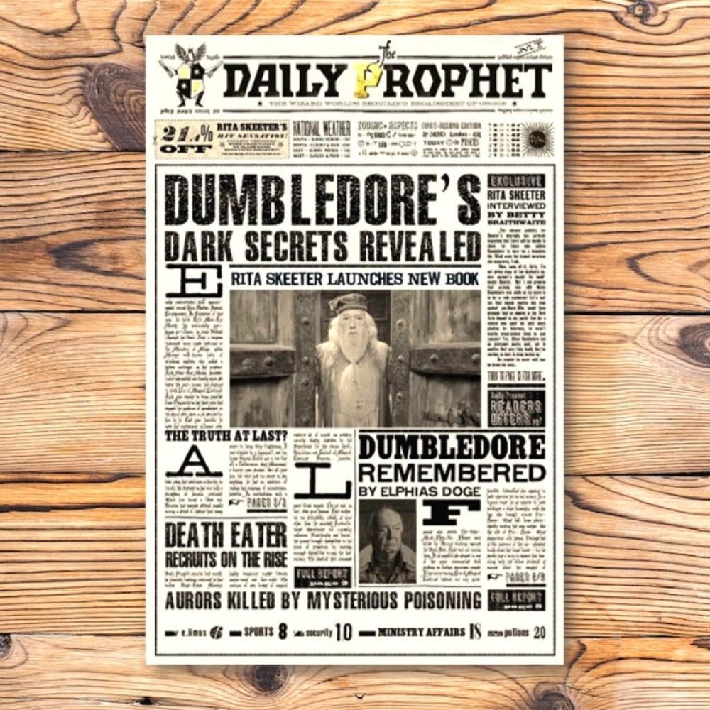 Harry Potter Daily Prophet Newspaper Albus Dumbledore Refrigerator Locker Magnet